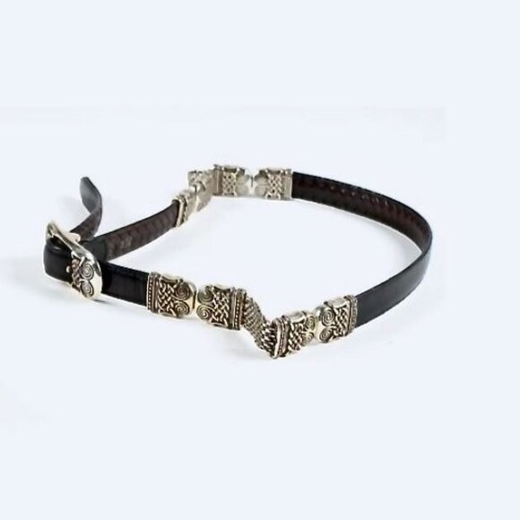Vintage Brighton Celtic Viking Reversible Leather and Chain Mesh Belt M/32 main image 6